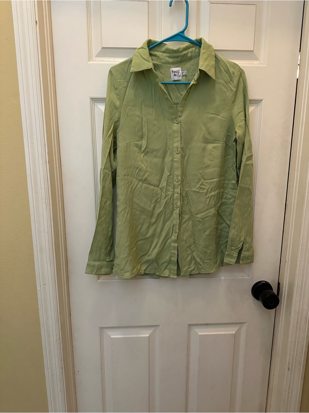 Princess Polly Light Green Button-Down Blouse